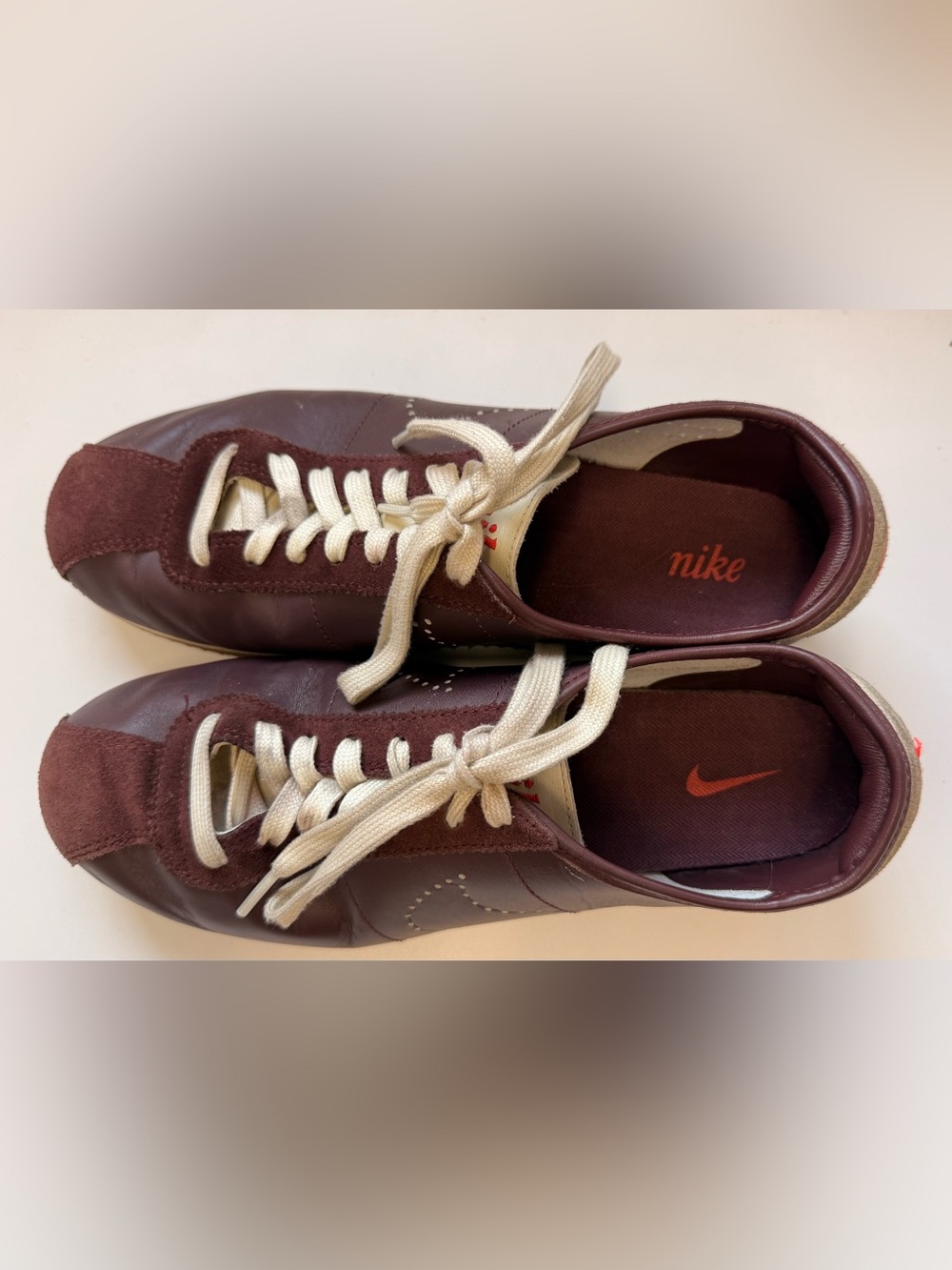 Nike Retro Cortez Leather Sneakers Brown Red Cream Women’s Vintage Style 9.5